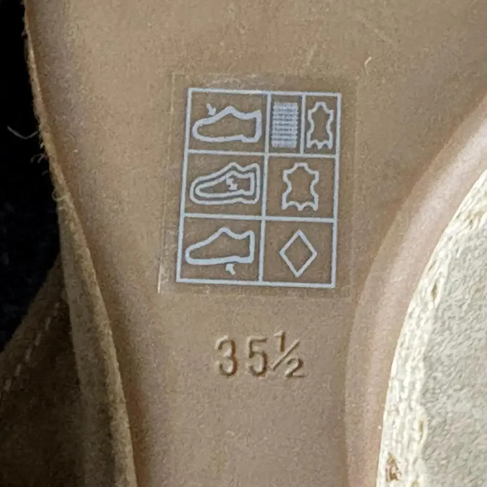 Prada Wedge Sandals Womens 5.5 Beige Espadrille Bow Peep Toe Suede Canvas